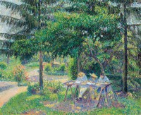 Картина автора Писсарро Камиль под названием children in a garden at eragny