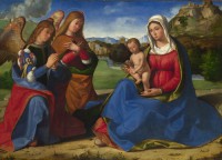 Картина автора Превитали Андреа под названием The Virgin and Child adored by Two Angels