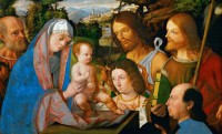 Картина автора Превитали Андреа под названием Св семейство со свв Иаковом и Иоанном Крестителем и донаторами