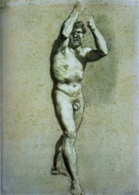 Картина автора Прюдон Пьер Поль под названием Académie d'homme, les deux bras levés au-dessus de la tête