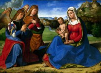 Картина автора Превитали Андреа под названием The Virgin and Child adored by Two Angels