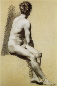 Картина автора Репродукции под названием Académie d'homme assis de profil , tournant le dos