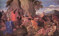 Картина автора Пуссен Никола под названием Моисей, источающий воду из скалы