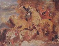 Картина автора Редон Одилон под названием Studie zu Die Löwenjagd nach Delacroix
