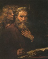 Картина автора Рейн Рембрандт Харменс под названием Evangelist Mathäus und der Engel  				 - Матфей и ангел