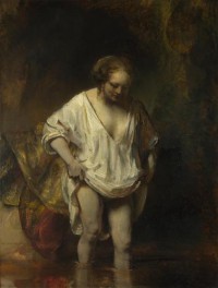 Картина автора Рейн Рембрандт Харменс под названием A Woman bathing in a Stream