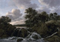 Картина автора Рёйсдал Якоб Исаакс под названием Landscape with Waterfall  				 - Голландский Пейзаж с Водопадом