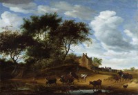 Картина автора Рейсдаль Саломон под названием landcape with Cattle