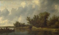 Картина автора Рейсдаль Саломон под названием A River Landscape with Fishermen