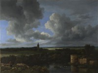 Картина автора Рёйсдал Якоб Исаакс под названием A Landscape with a Ruined Castle and a Church