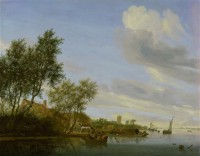 Картина автора Рейсдаль Саломон под названием River Landscape with a Ferry