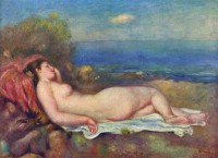 Картина автора Ренуар Пьер Огюст под названием Sleeping Nude near the Sea