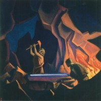 Картина автора Рерих Николай под названием Ковка меча. Нибелунги