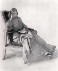 Картина автора Россетти Данте Габриэль под названием Portrait of Elizabeth Siddal, Reading