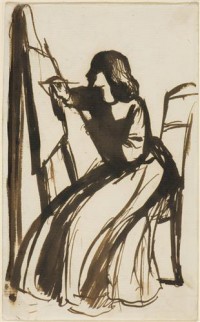 Картина автора Россетти Данте Габриэль под названием Elizabeth Siddal Seated at an Easel