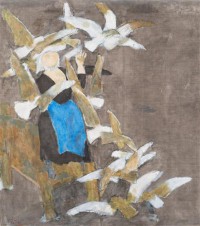 Картина автора Сандберг Рагнар под названием White birds on dark background