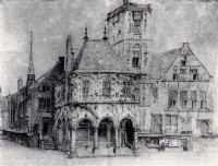 Картина автора Санредам Питер Янс под названием The Old Town Hall in Amsterdam, study