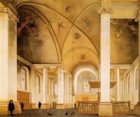 Картина автора Санредам Питер Янс под названием Interior of the Nieuwe Kerk from the Southwest Corner of the Transept, Haarlem