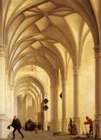 Картина автора Санредам Питер Янс под названием South Aisle of the Saint Laurenskerk with a Funeral Procession, Alkmaar