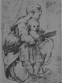 Картина автора Санти Рафаэль под названием Женщина с ребёнком и книгой