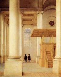 Картина автора Санредам Питер Янс под названием Interior of the Nieuwe Kerk with the South Aisle, Haarlem