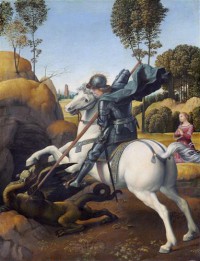 Картина автора Санти Рафаэль под названием святой Георгий и дракон
