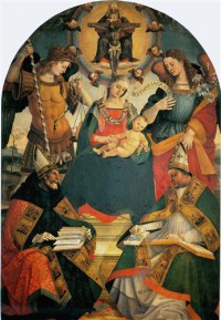 Картина автора Синьорелли Лука под названием Троицы, Богородицы и святых два