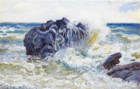 Картина автора Сислей Альфред под названием Langland Bay, Lady's Cove, The Wave  				 - Побережье Лангленд, Дамская бухта, волна