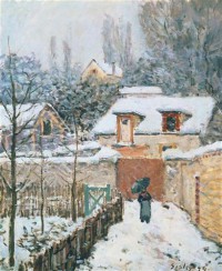 Картина автора Сислей Альфред под названием Snow at Louveciennes, 1874 02  				 - Снег в Лувесьене, 1874 02