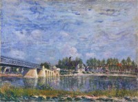 Картина автора Сислей Альфред под названием The Bridge at Saint-Mammes  				 - Мост в Сен-Мамес