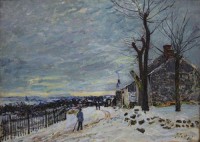 Картина автора Сислей Альфред под названием Snowy Weather at Veneux-Nadon  				 - Снежная погода в Вено-Надоне