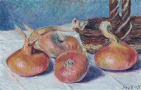 Картина автора Сислей Альфред под названием Still Life with Onions  				 - Натюрморт с луковицами