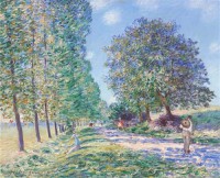Картина автора Сислей Альфред под названием Lane of Poplars on the Banks of the Loing  				 - Аллея тополей на берегах Луана
