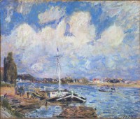 Картина автора Сислей Альфред под названием Boats on the Seine  				 - Лодки на Сене