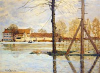 Картина автора Сислей Альфред под названием Ferry to the Ile-de-la-Loge, Flood  				 - Переправа в Иль-де-ла Логе, наводнение