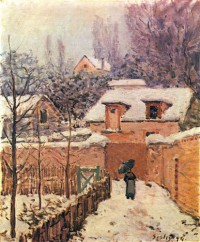Картина автора Сислей Альфред под названием Garten im Louveciennes im Schnee