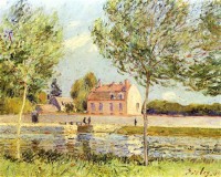 Картина автора Сислей Альфред под названием Häuser am Ufer der Loing