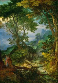 Картина автора Старший Ян Брейгель под названием Скалистый пейзаж с искушением Христа