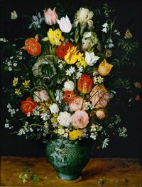 Картина автора Старший Ян Брейгель под названием Цветы в голубой вазе
