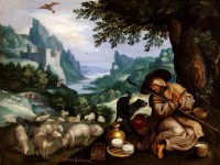 Картина автора Старший Ян Брейгель под названием Скалистый пейзаж с отшельником