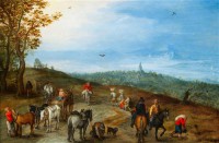 Картина автора Старший Ян Брейгель под названием Пейзаж с путниками