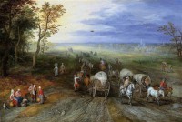 Картина автора Старший Ян Брейгель под названием Пейзаж с путниками