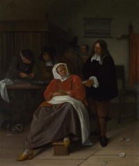 Картина автора Стен Ян под названием An Interior with a Man offering an Oyster to a Woman