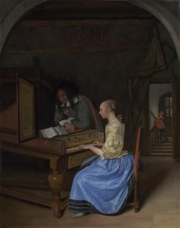 Картина автора Стен Ян под названием A Young Woman playing a Harpsichord to a Young Man