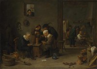 Картина автора Тениерс Младший Давид под названием Two Men playing Cards in the Kitchen of an Inn