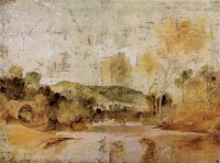 Картина автора Тёрнер Джозеф Мэллорд Уильям под названием River Scene with Weir in the Middle Distance