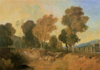 Картина автора Тёрнер Джозеф Мэллорд Уильям под названием Trees beside the River, with Bridge in the Middle Distance
