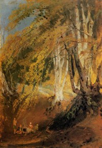 Картина автора Тёрнер Джозеф Мэллорд Уильям под названием A Beech Wood with Gipsies Round a Camp Fire