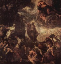Картина автора Тинторетто Якопо под названием Moses schlägt Wasser aus dem Felsen
