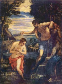 Картина автора Тинторетто Якопо под названием Крещение Христа
